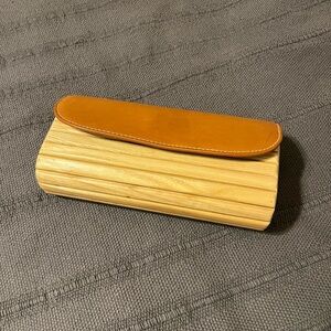 J. McLaughlin Wooden Clutch with Cream Accent